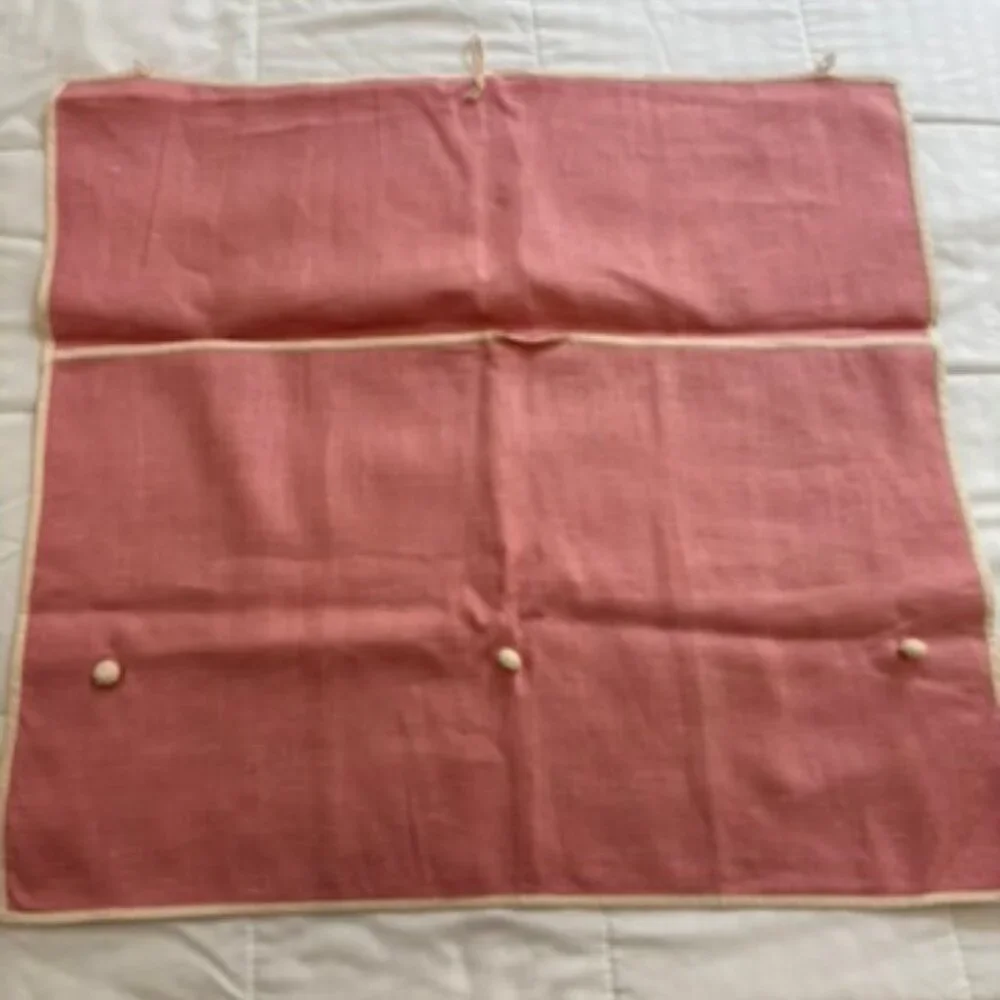 Vintage Linen Button Folding Lingerie/Laundry Travel /storage Bag